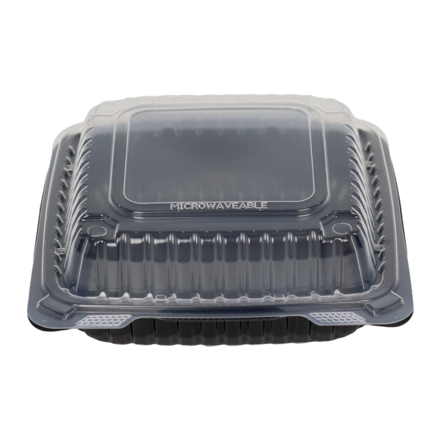 Hinged 6" x 6" 1 compartment black vented container (PPH61)