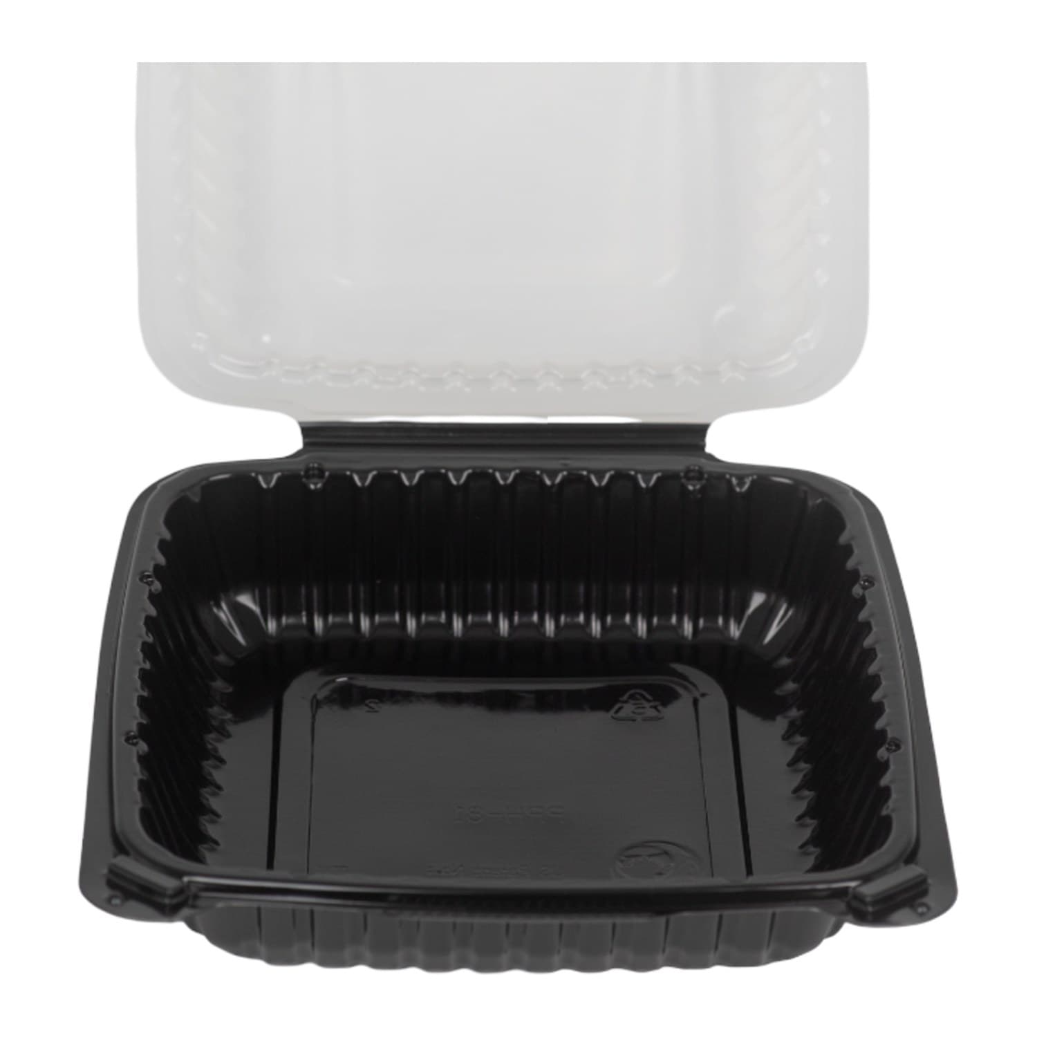 Hinged 8" x 8" 1 compartment black vented container (PPH81)