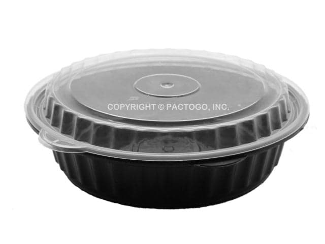 Round black 24 oz container with lid (F7024)