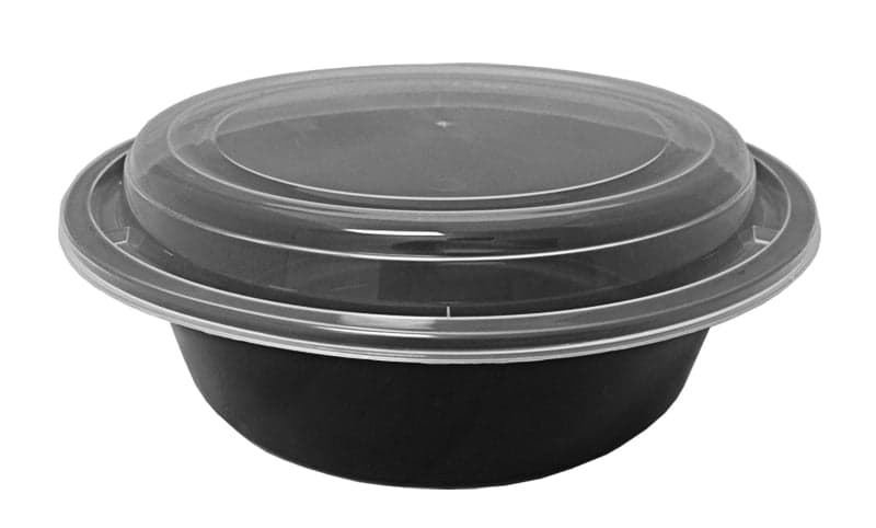 Round black 32 oz. container with lid (F7032)