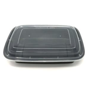 Rectangle black 28 oz. 9"x6" container with lid (F9628)